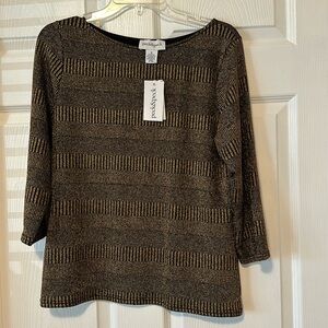 Women’s brand new with tags, peck and peck lightweight bronze black size M shirt